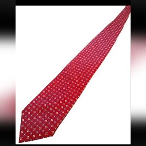 Privado Tie Geometric Pattern Red Silk Hand Made China 58x4